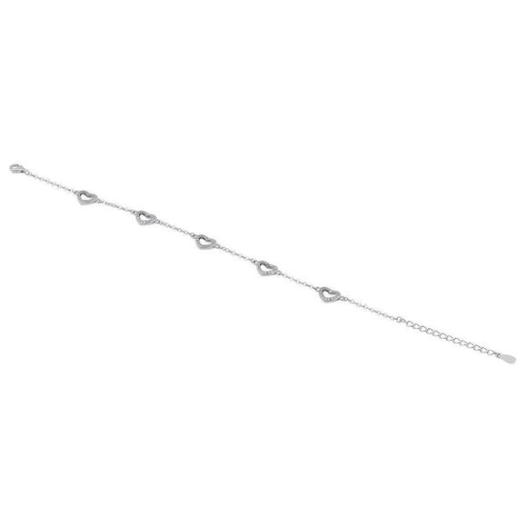 Sterling Silver Clear CZ Heart Charm Bracelet - Picture 4 of 4